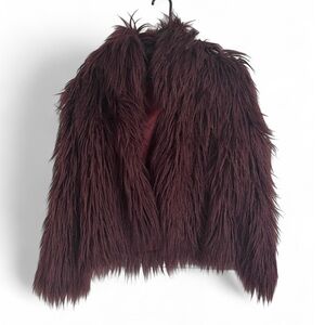 Fabulous Furs Burgundy Faux Fur Jacket